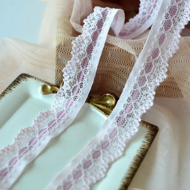 2m Elastic Lace Trims Clothes Accessories Decoration Light pink Milk white Sapphire Handmade DIY Clothing Ribbon | Дом и сад