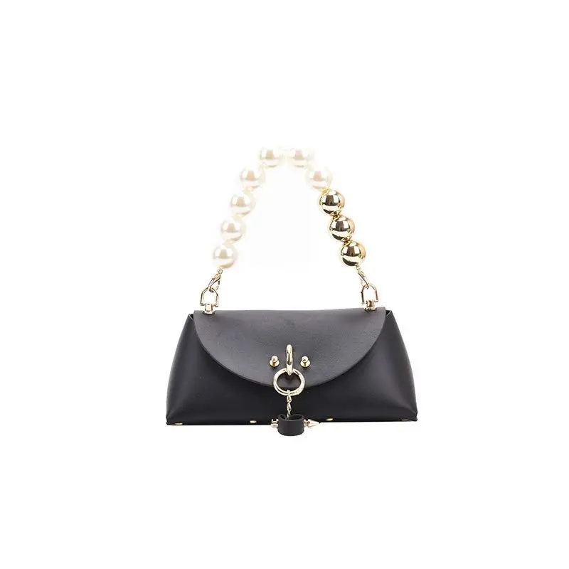 

Small Women Bag Pu Leather Mini Clutch Purse Pearl Chain Handbags For Women Crossbody Shoulder Bag Metal Chain Small Flap Bag