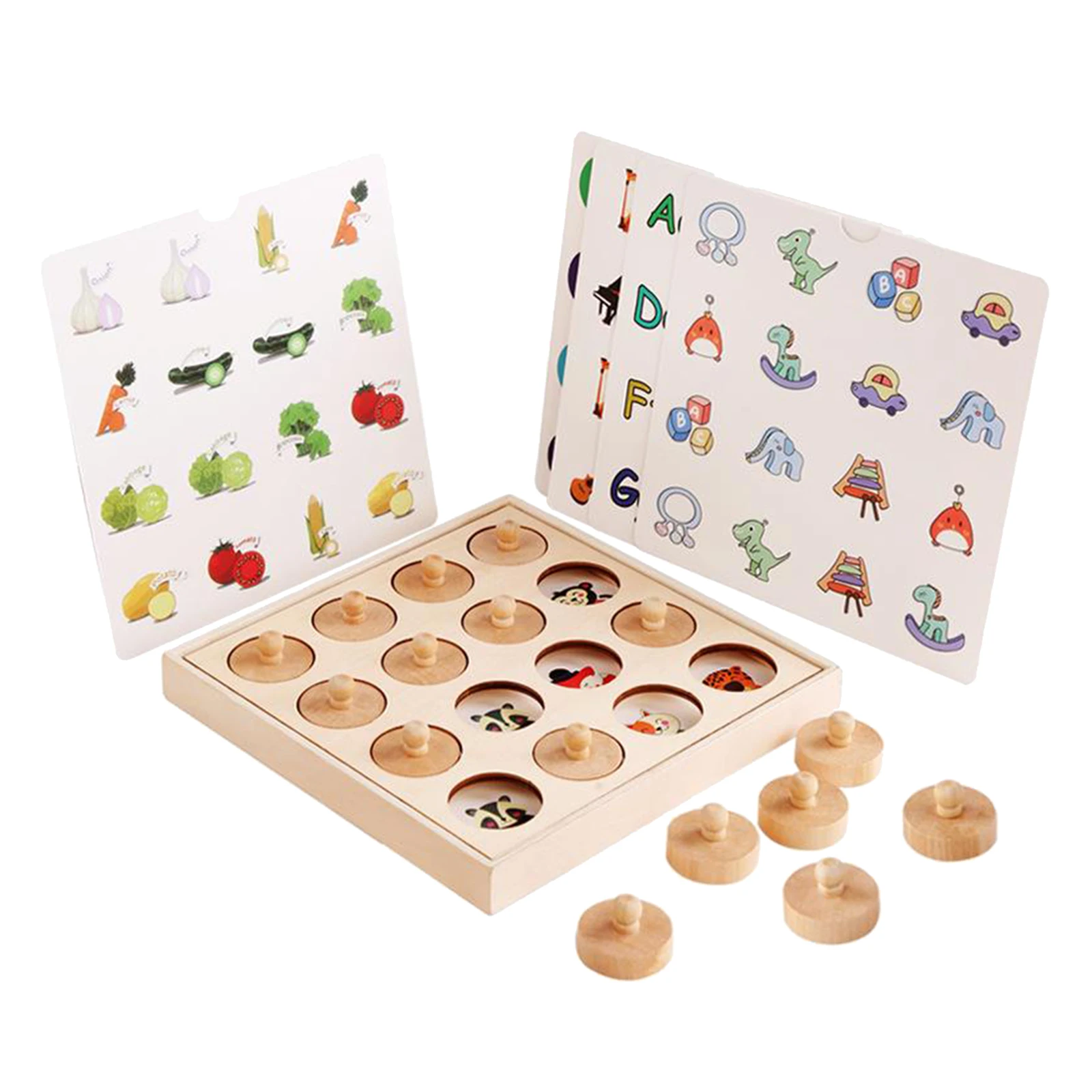 

Kids Wooden Memory Matching Chess Game Toy Early Education Puzzle Logic Toy