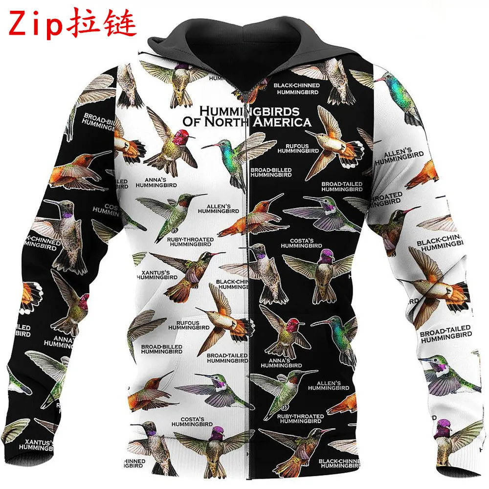 

Hummingbirds Of North America 3D Printed Men Hoodie Unisex Fashion Casual Sweatshirt Autumn Hip Hop Zip Jacket Y123