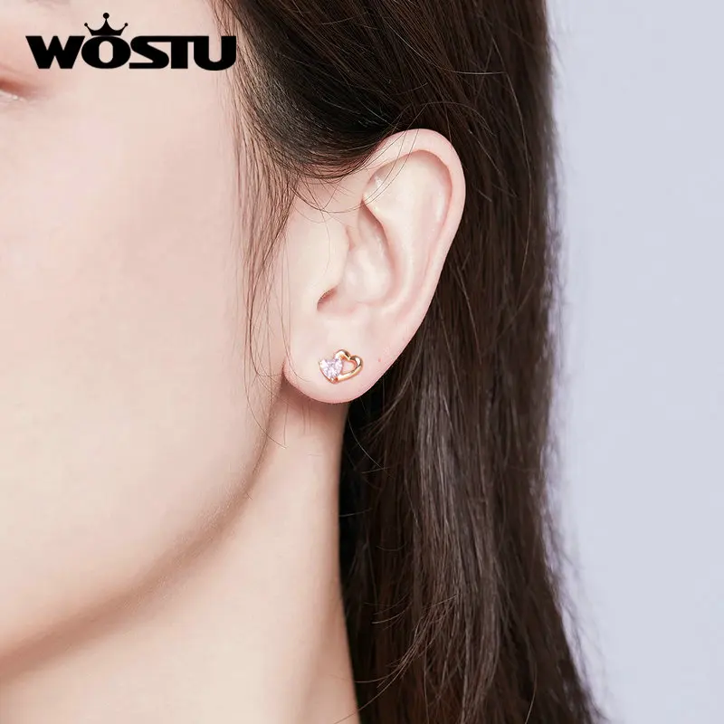 Женские Романтические серьги гвоздики WOSTU из подлинного стерлингового серебра 925