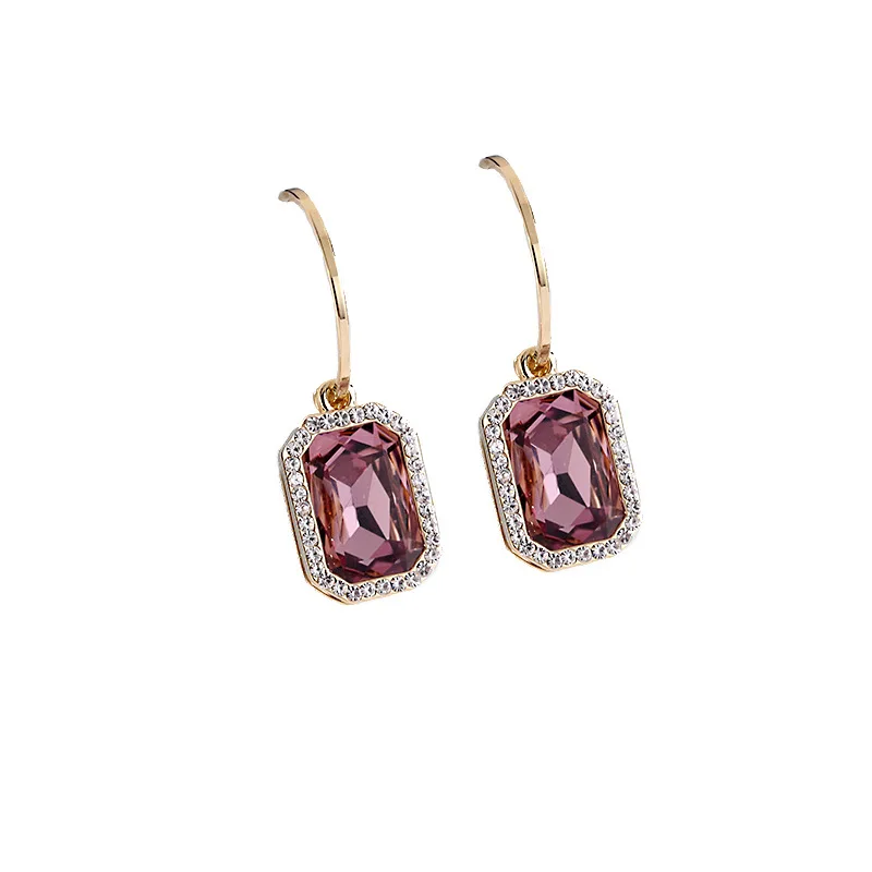 

New Fashion Statement Gold Earrings for Women 2021 Blue Crystal Square Geometric Drop Dangle Earrings Wedding Female Jewelry
