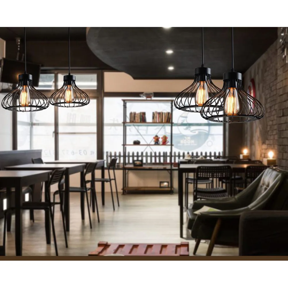 

Vintage Cage Pendant Light Fixture Retro American Style For Bar Restaurant Kitchen Hanging Lamp Industrial Simple Wrought