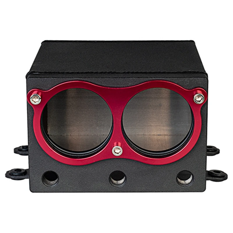 

60mm Dual Port External Fuel Pump Tank Racing Billet Aluminium Fitting Oil Catch Can Fuel Surge Tank