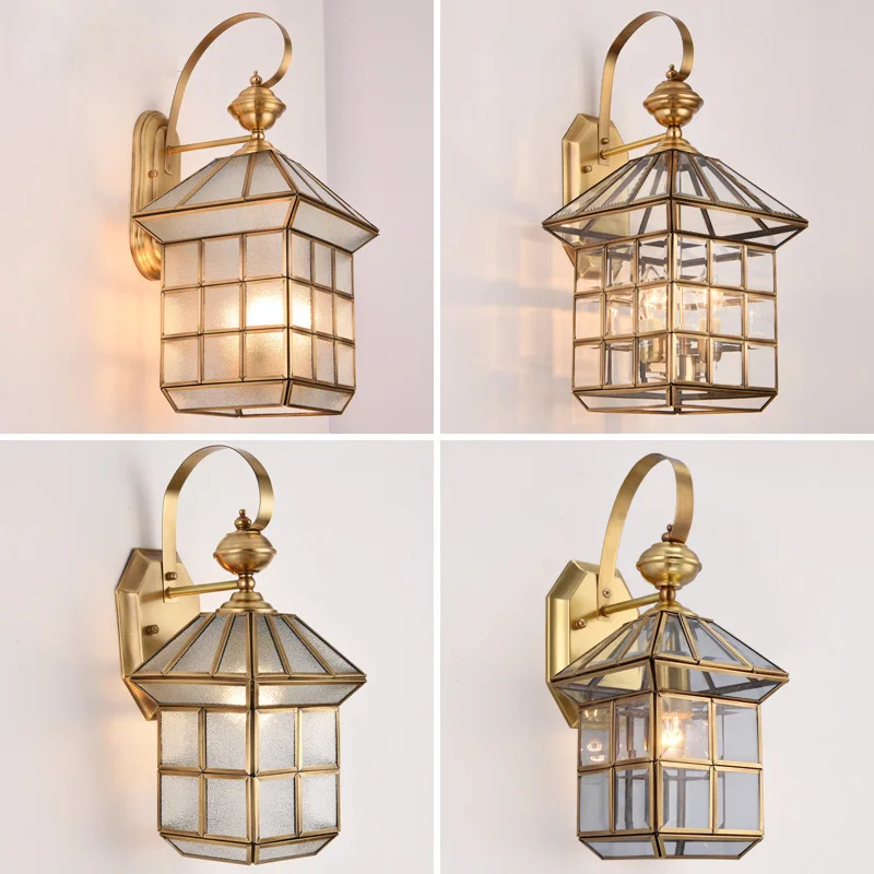 Наружная латунная Водонепроницаемая настенная лампа европейские веранды вилла
