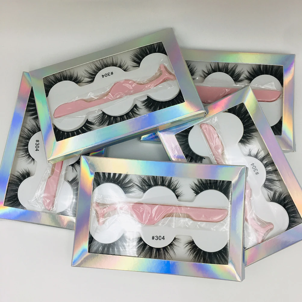 Thick Bushy Eyelashes Bulk 3D Stereo Multi-layer 3 Pairs Of False Eyelashes With Tweezers Eye Lashes Private Label Long Wispy