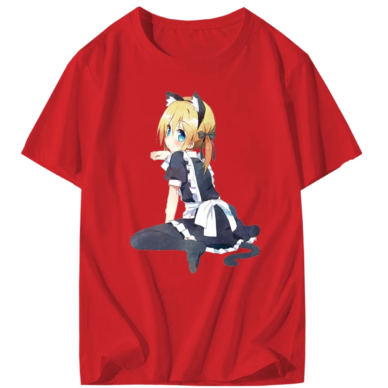 anime shirt Neko Waifu Ahegao Girl T-shirt otaku Senpai Nerdy comics Harajuku cat Japanese manga pop | Мужская одежда