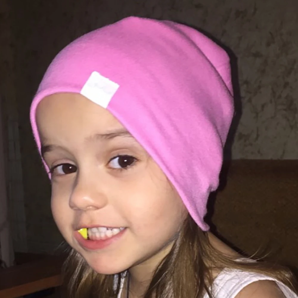 Милые однотонные вязаные хлопковые шапки для новорожденных детей осень-зима