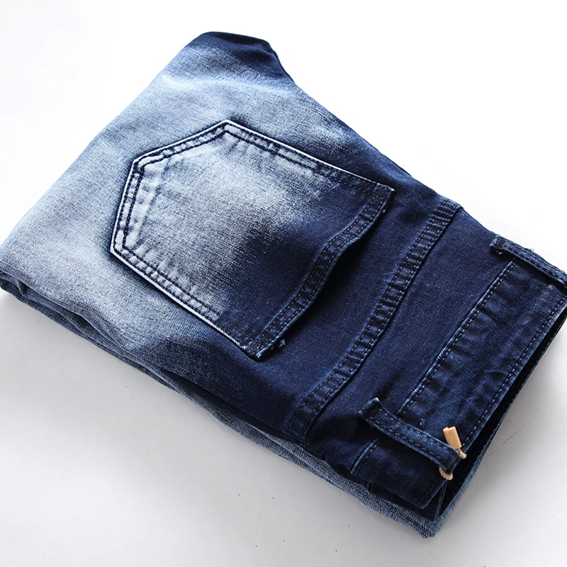 

North American Men's Amazon Foreign Trade Jeans Zipper Elastic Fashion Two Color Men's Slim Straight Jeans Pants