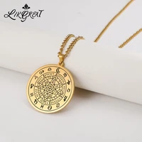 septagram alchemy amulet pendant necklace for men women stainless steel witchcraft talisman charms long chain jewerly wholesale