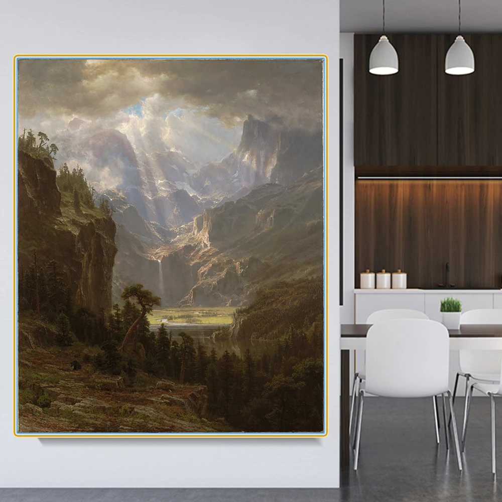 

Albert Bierstadt " Rocky Mountains, Lander's Peak " Canvas Oil Painting Scenery Aesthetics Picture Artwork Decor Home Decoration