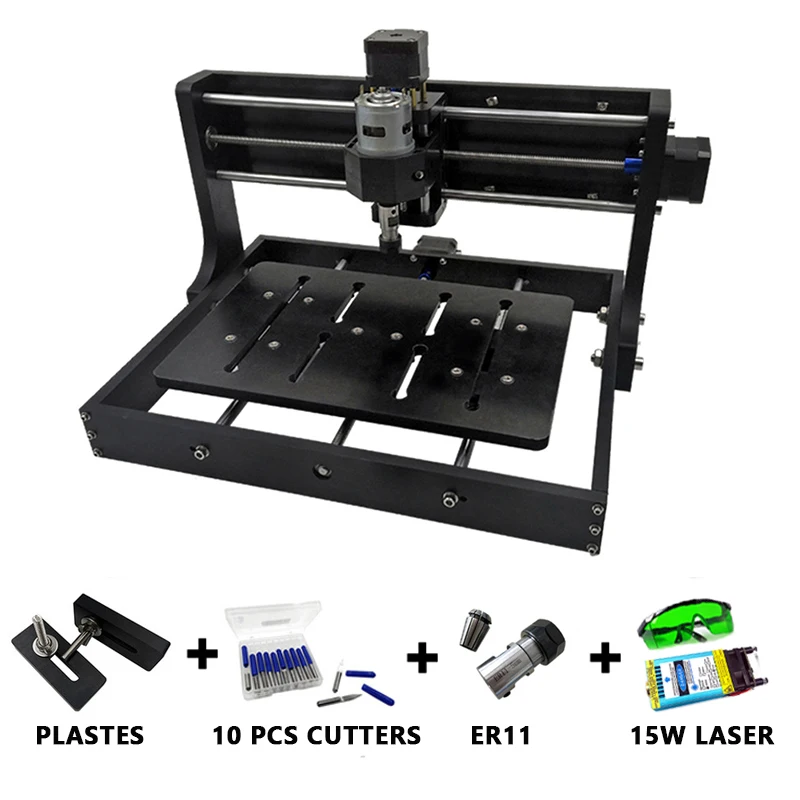 Модернизированный DIY CNC 3020 гравировальный станок, фрезерный станок для дерева, лазерный гравер, используется с поддержкой GRBL управления в автономном режиме - Цвет: with 15W