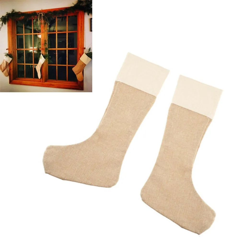 

1/3/6pcs Christmas Decoration Stockings DIY Large Burlap Fireplace Christmas Socks Christmas Tree Ornaments Christmas Stocking