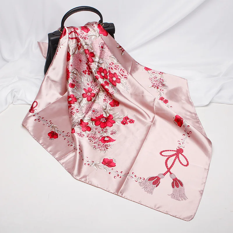 Женский Шелковый атласный шарф-платок с принтом 90x90 см |