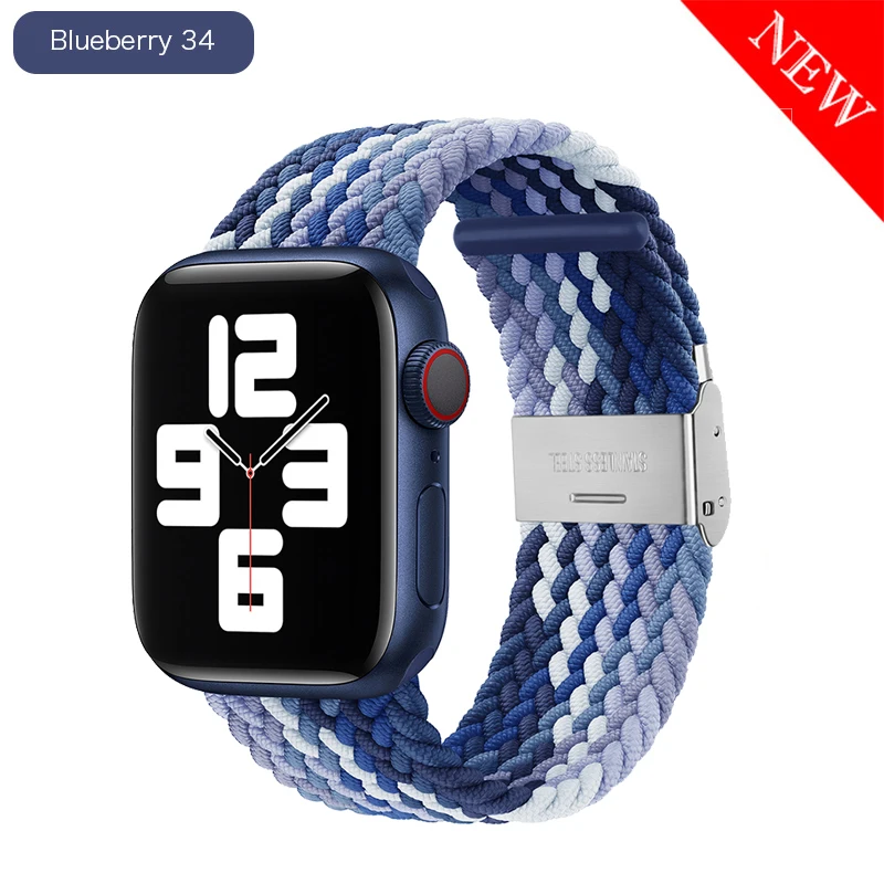 Adjustable Nylon Band for Apple Watch Band 6 SE  44mm 40mm 38mm 42mm Braided solo loop Elastic Belt for Stretch iwatch-band