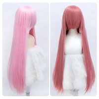 DIANQI 40 Inch 800g Cosplay Wigs Long Straight Pink Black Brown Red Synthetic Hair Wig with Bangs for White Women Men Girl Boy