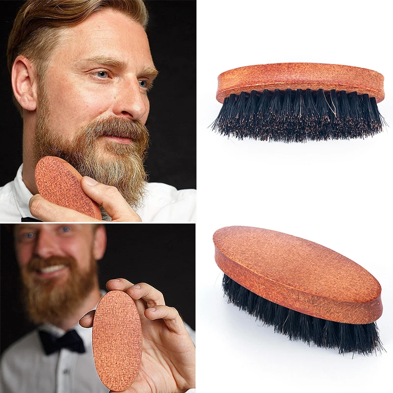 

8cm Natural Boar Bristle Beard Brush For Men Bamboo Face Massage That Works Wonders To Comb Beards and Mustache Drop shipping