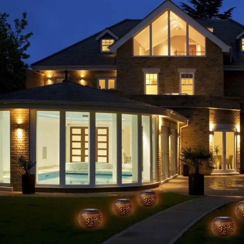 

New Solar Lantern Outdoor Dancing Flickering Flame Solar Powered LED Light Waterproof Metal Decorative Lamp Auto On/Off Lighting