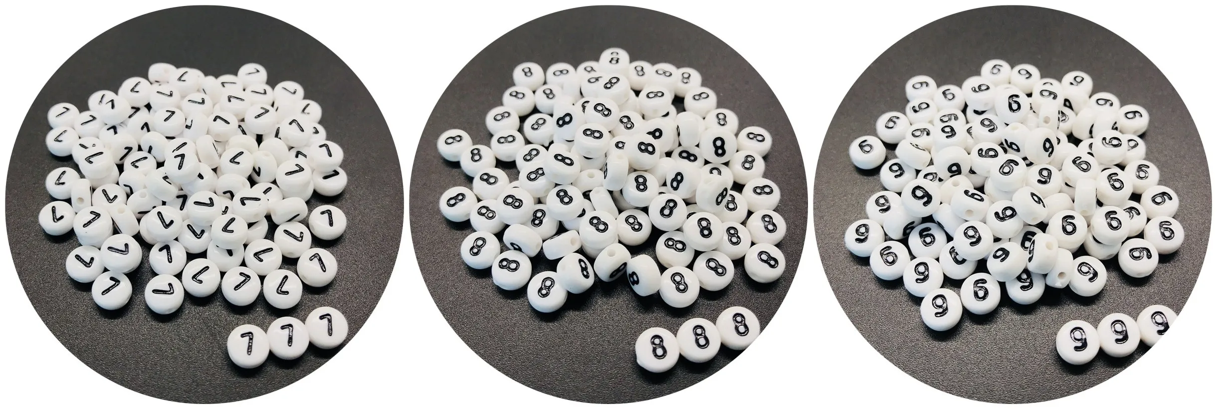 Бусины акриловые плоские круглые арабские цифры 100 4x7 мм для самостоятельного