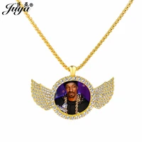 personalized custom photos necklaces rhinestone pendant memory medallions with 60cm link chains hiphop jewelry for lovers gifts