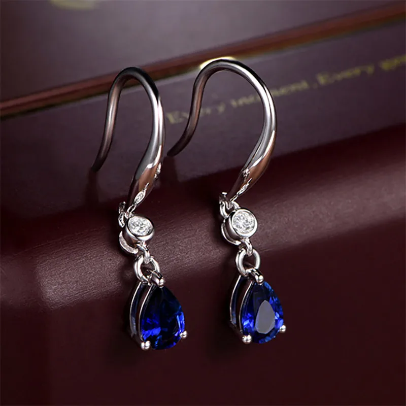 Bague Ringen серебряные 925 ювелирные изделия серьги Сапфир Сивер корейские серьги ювелирные изделия фиолетовый/синий/желтый цвет вечерние подарки для свиданий