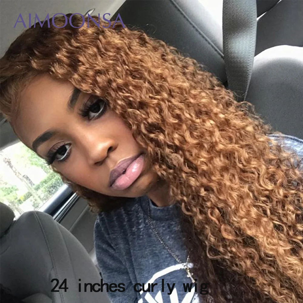 

Honey Blonde Lace Front Wigs Long Kinky Curly Hair 13*6 Ombre Blonde Lace Front Wig Human Hair Indian Wigs For Women Remy 130%