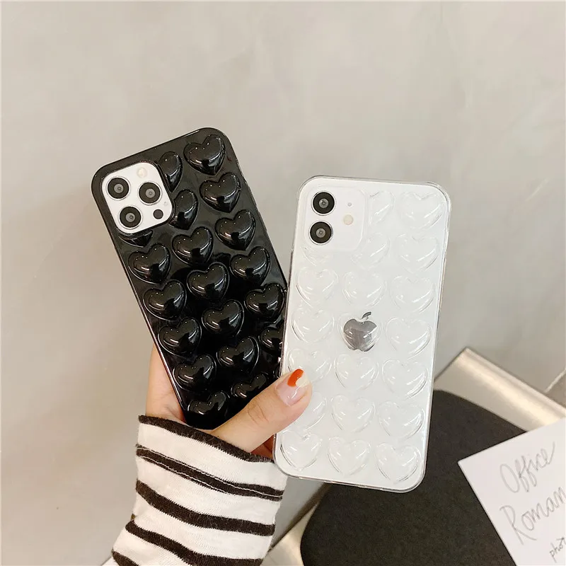 

Applicable for Iphone12 Mobile Phone Case Japan and South Korea Three-dimensional Love Solid Color Tpu Apple X Protective Cover
