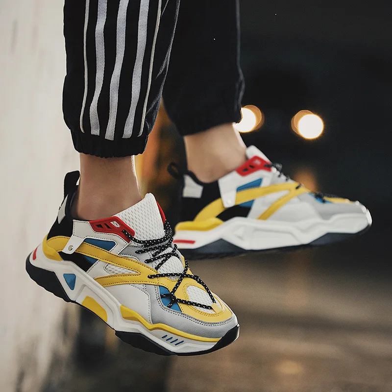 Кроссовки мужские цветные на шнуровке дышащие удобные Повседневная модная