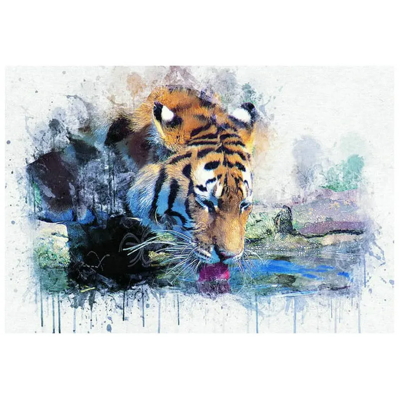 

Full square 5d diamond painting tiger watercolor animal cross stitch 3d round diamond mosaic scenery diamond art decoration