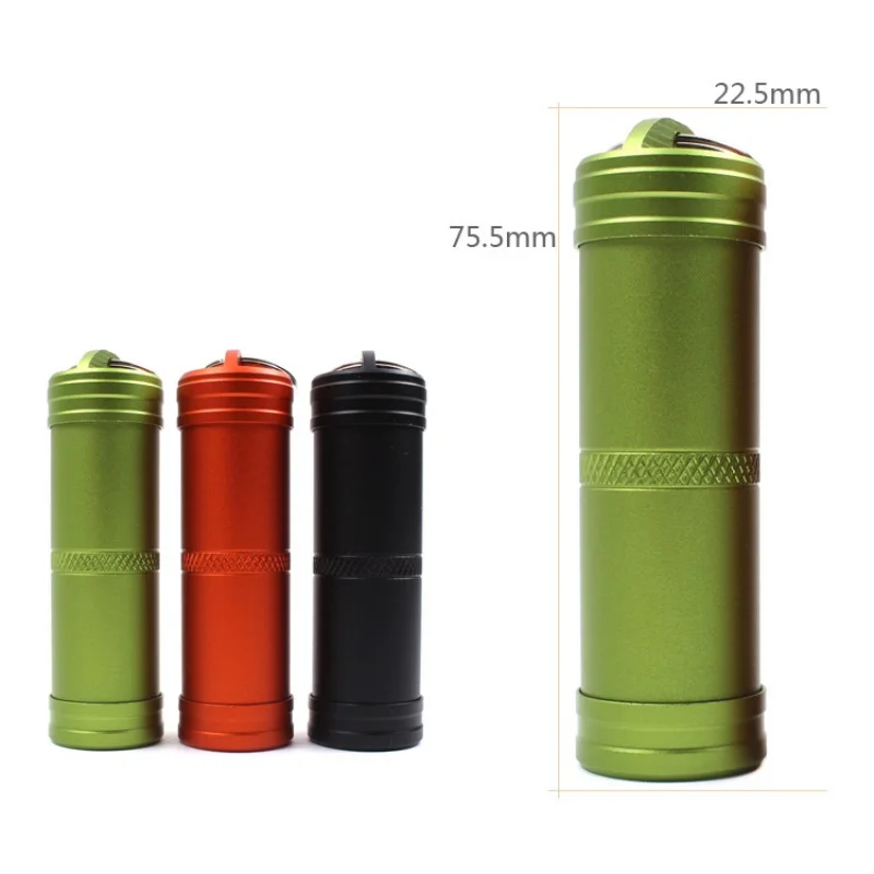 

Camping Survival Waterproof Pills Box Container Aluminum Medicine Bottle Key Chain Outdoor Emergency Multi Tool