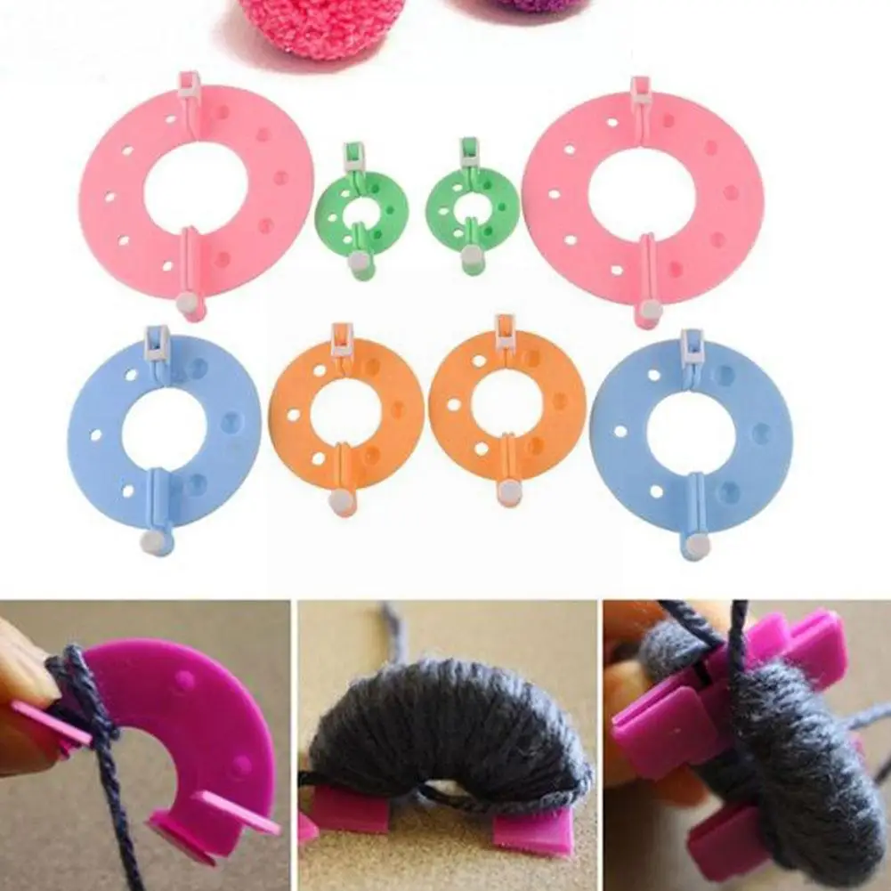

DIY Craft Supplies 4PCS Knitting Tools Pompon Knitting Machine Pile Children Device Loom Ball Pompom Knitting Machine Kit O6A7