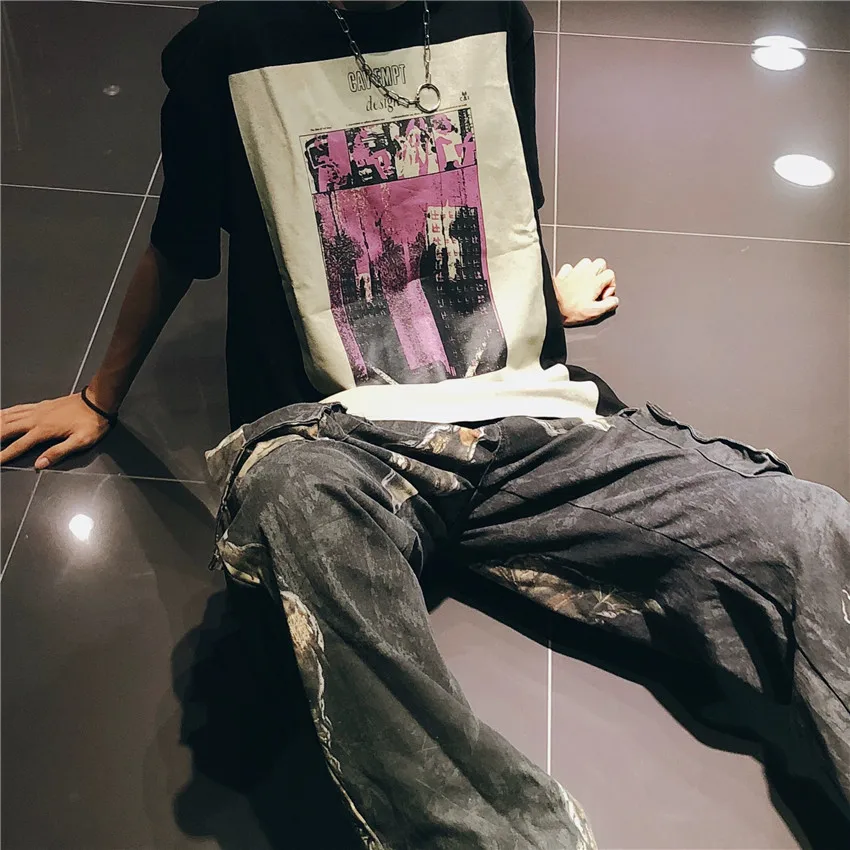 Мужские и женские футболки серая длинная футболка с надписью Cavempt топы коротким