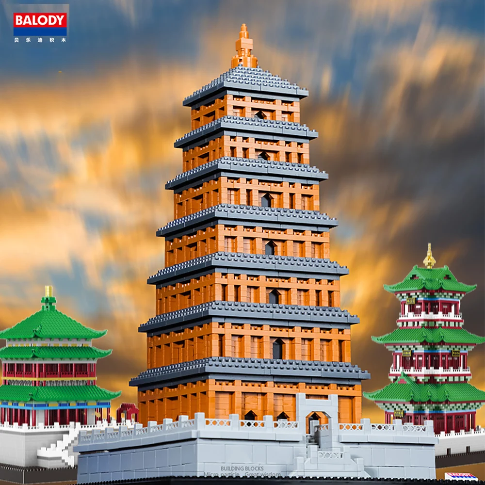 

Balody Mini Micro архитектурные блоки гигантская дикая гусиная пагода идеи алмазное строительство Древняя китайская башня город классические наб...