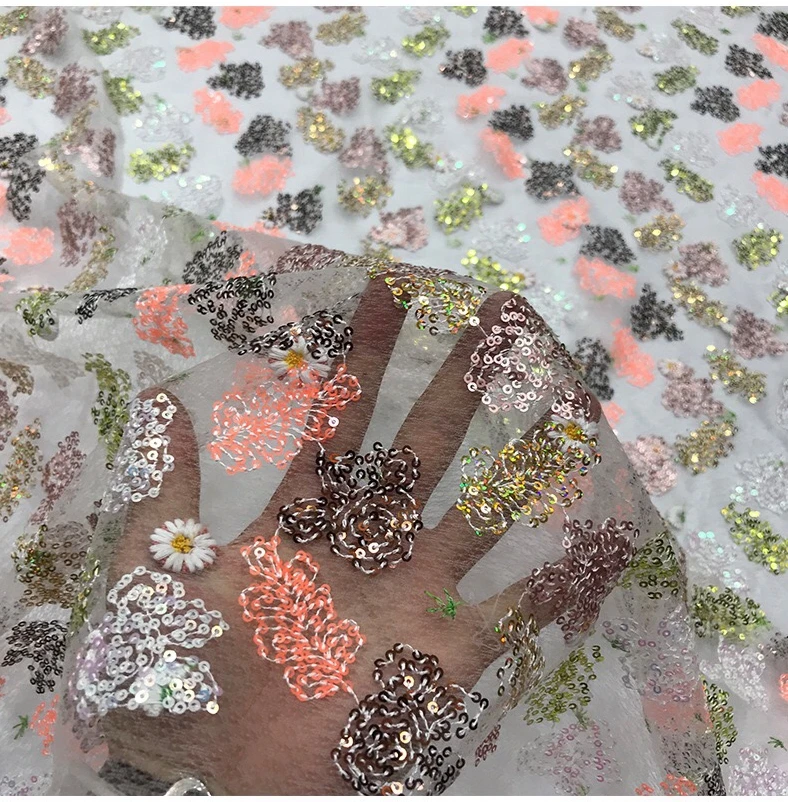 

1 ярд, новый стиль, разные цвета, пенопластовые блестки, вышивка, кружево, искусственная африканская французская блестящая кружевная ткань