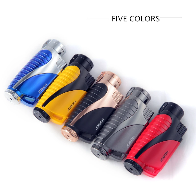 Металлическая зажигалка для сигар факфонарь с 3 струями пламени и бутана