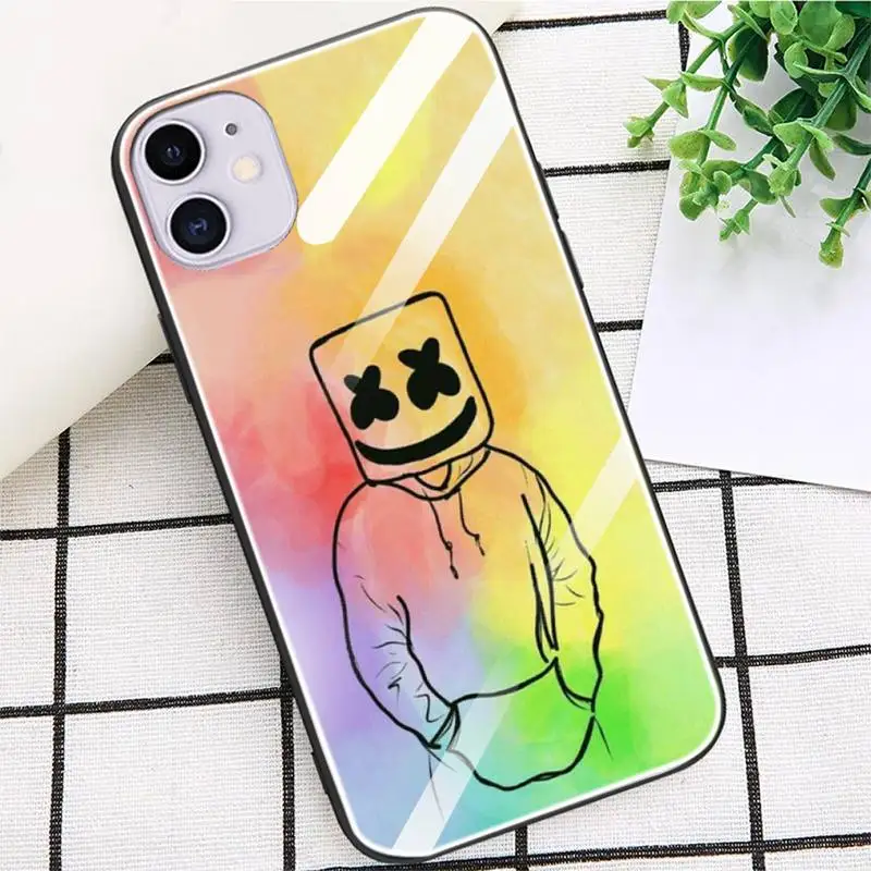 

DJ Marshmello Phone Case Glass Fundas Coque For IPhone 12 11 Pro Max Cases XR XS 7 8 Plus Cover Carcasa