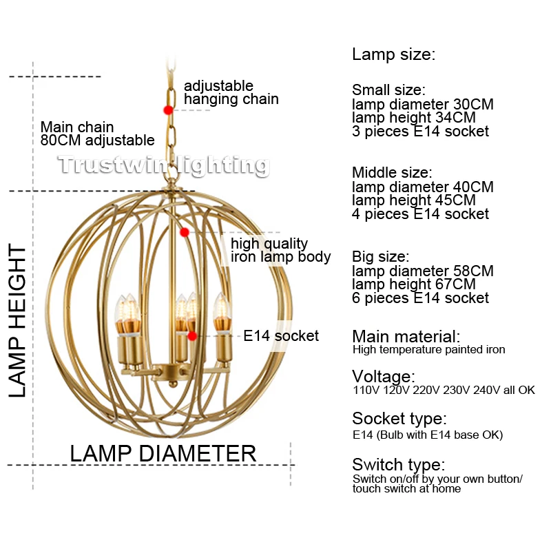 

Modern luxury golden global ball pendant light lamp LED living dinning room bedroom stylish gold globe LED hanging lamp light