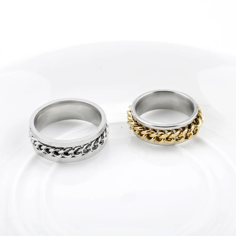 Красочные цепи Spinner кольцо для Мужская обувь 3 цветов в наличии стиле хип-хоп панк