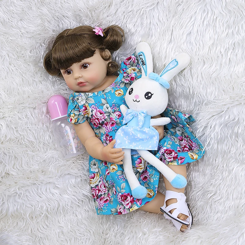 

NPK 55CM bebe doll reborn toddler girl doll full body silicone soft real touch flexible anatomically correct