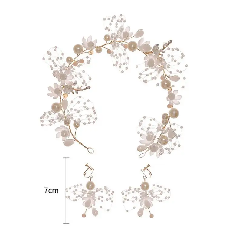 

1 set of Wedding Headband Delicate Pearl Hair Band Earrings Hair Accessories