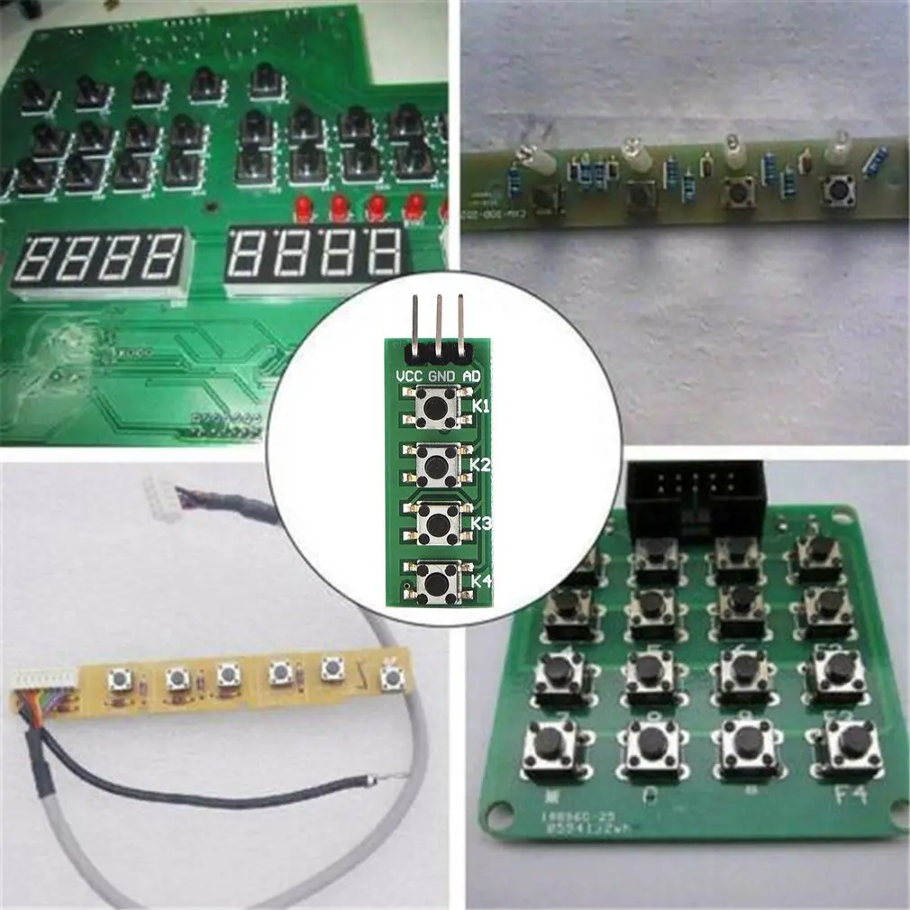 4 кнопочный Ad Модуль кнопок переключатель для Arduino Аналоговые электронные