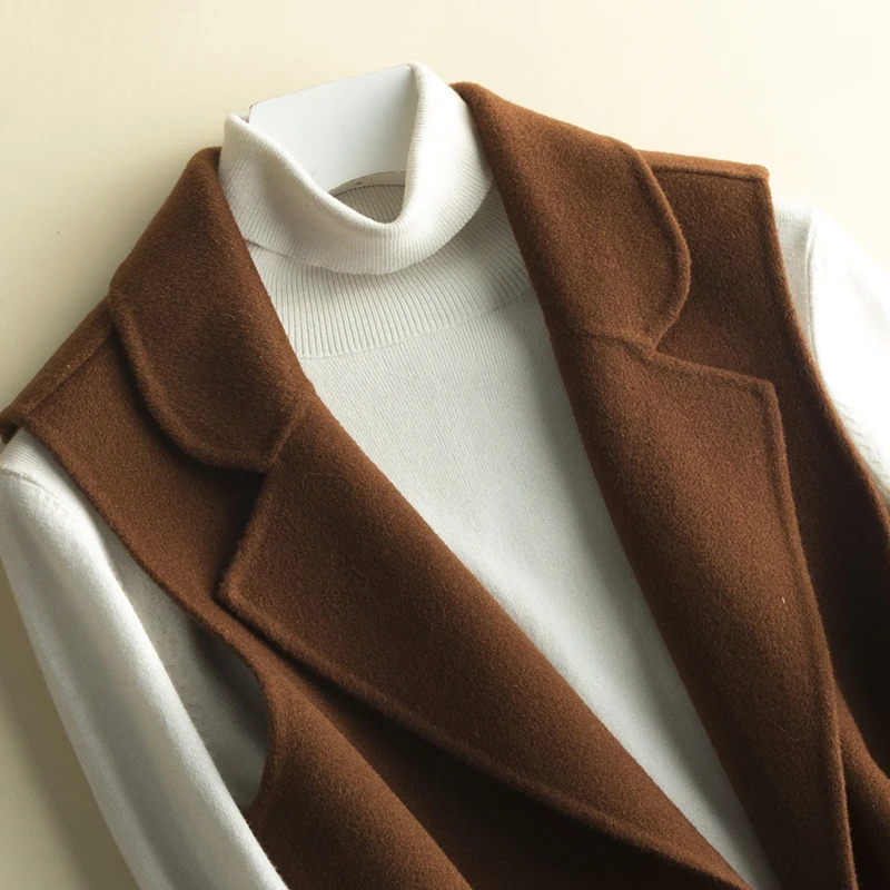 

Winter 100% Wool Coat Korean Style Long Vest Women Coat Autumn Vests Women's Clothing Coats and Jackets Doudoune Femme WPY1469