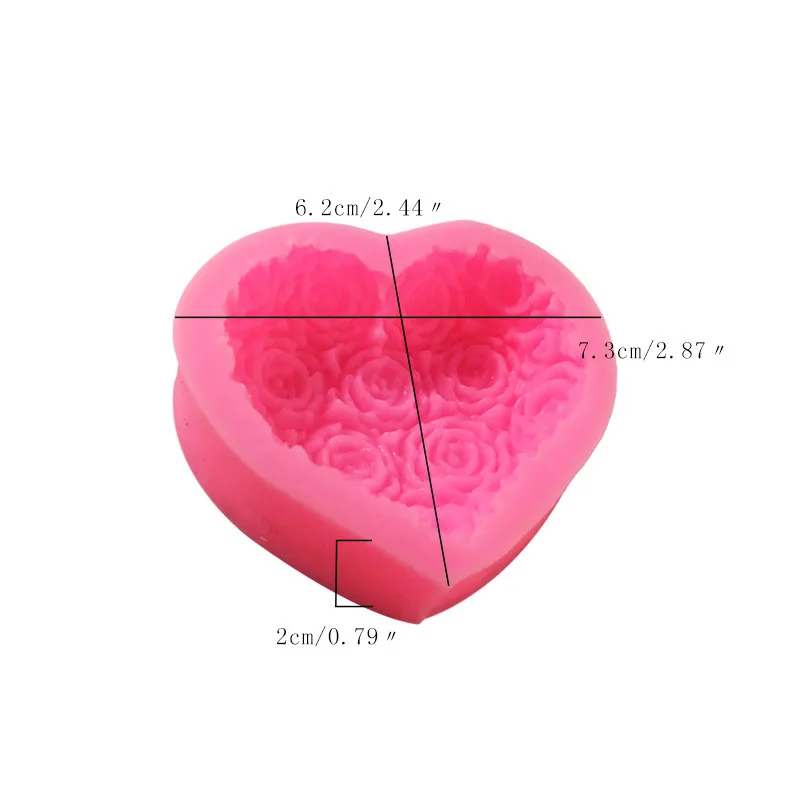 

Lovely Heart Rose Flower Silicone Soap Mold DIY Fondant Cake Form Soap Making Supplies 3d Handmade Decorating Mould Tools