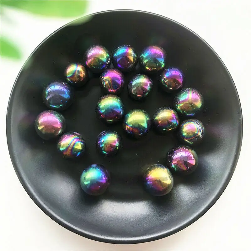 Радужная аура титановое гальваническое покрытие кварцевый кристалл шар