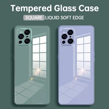 Original Tempered Glass Case for OPPO Find X3 Pro Lite 5G Global Soft Edge Square Liquid Phone Back Cover FindX3 X3Pro X3Lite