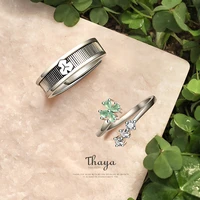 thaya 100 s925 sterling silver open ring fine jewelry oriental element clovers flower design rings for women luxury jewelry