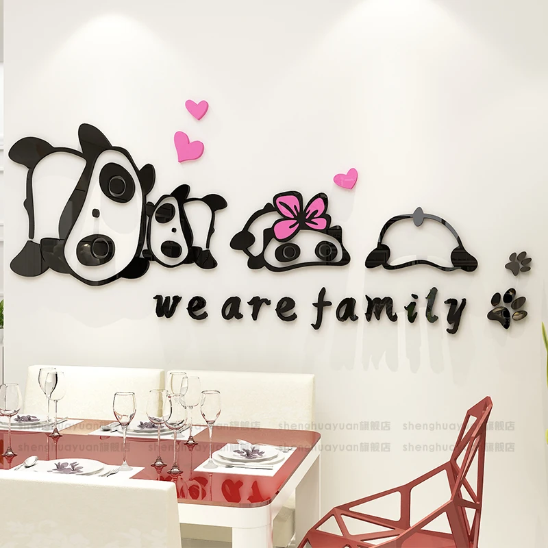 

WS145 Panda cartoon children's room bedroom bedside background wall decoration self-adhesive creative 3d wall stickers