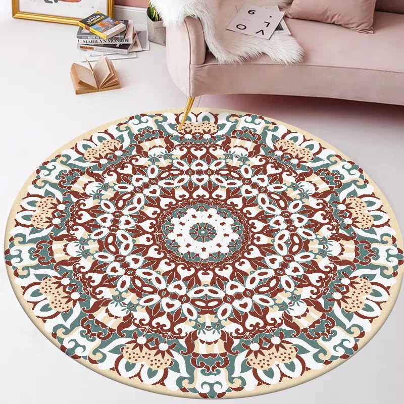 

Red green American style retro light luxury living room bedroom hanging basket chair anti slip round mat carpet