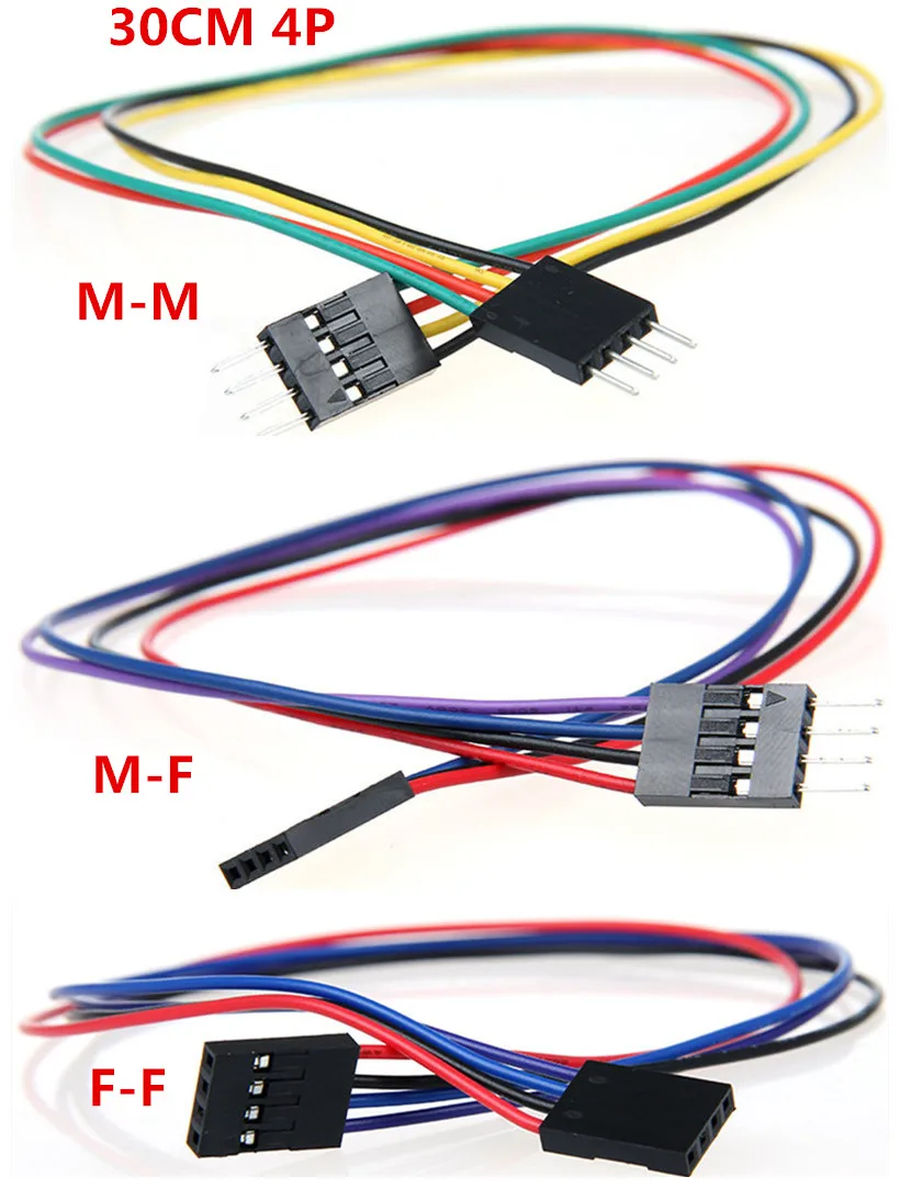 50 шт./лот 30 см 4pin макет гибкие кабели перемычек M F 2 54 мм AWG26 DuPont для электронных DIY