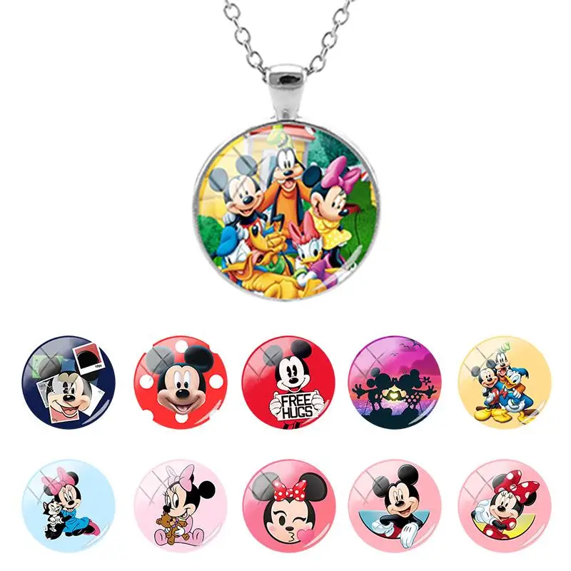 

Disney Mickey Mouse Lovely Animation Pattern 25mm Glass Dome Pendant Necklace Children Birthday Gifts Cabochon Jewelry DSY140